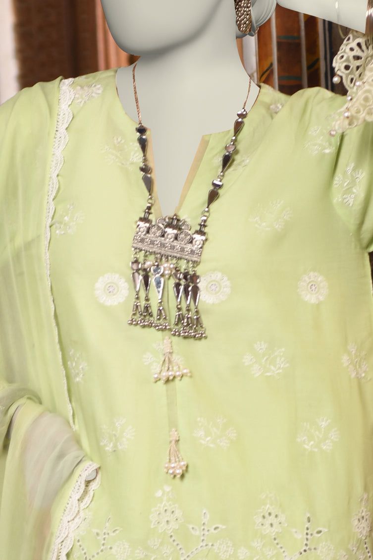 Organza Green Stitched Suit - J. Junaid Jamshed