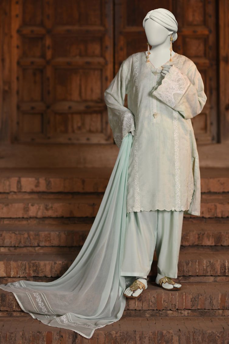 Dobby Green Stitched Suit - J. Junaid Jamshed