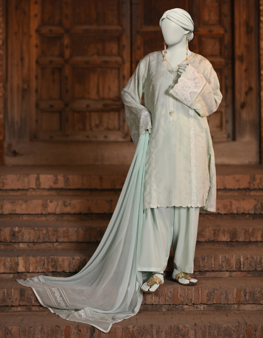 Dobby Green Stitched Suit - J. Junaid Jamshed