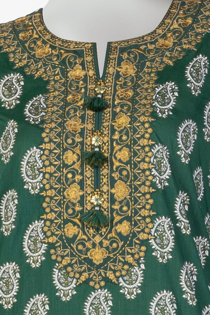 Lawn Green Stitched Suit - J. Junaid Jamshed