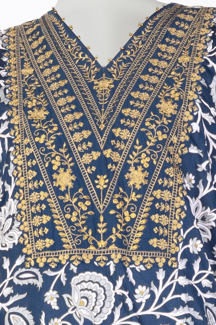 Lawn Blue Stitched Suit - J. Junaid Jamshed