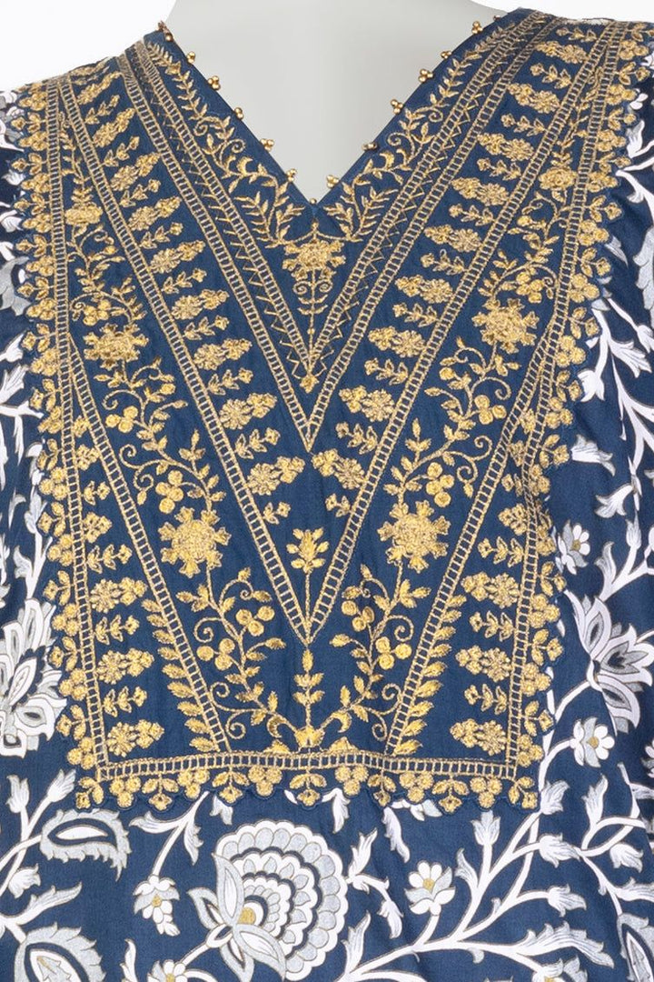 Lawn Blue Stitched Suit - J. Junaid Jamshed