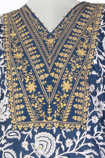 Lawn Blue Stitched Suit - J. Junaid Jamshed