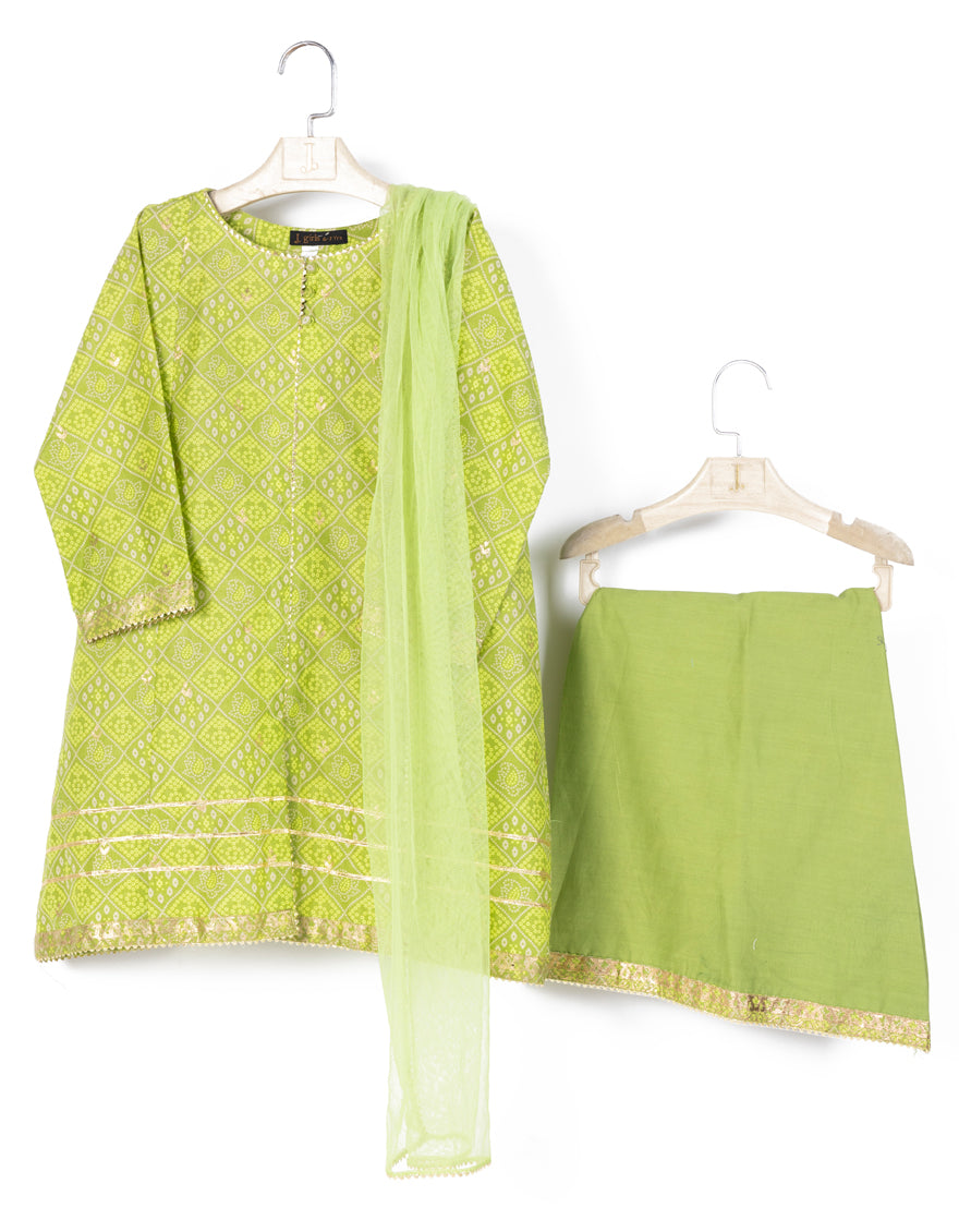 Lawn Green Stitched Suit - J. Junaid Jamshed