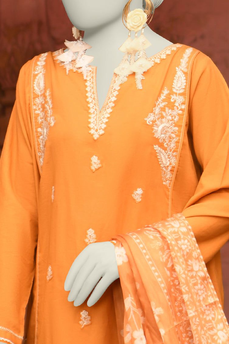 Lawn Brown Stitched Suit - J. Junaid Jamshed