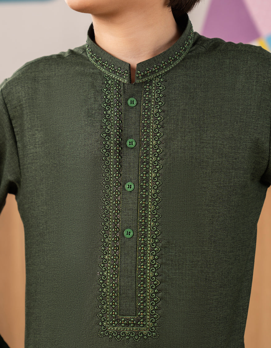 Blended Green Kurta - J. Junaid Jamshed