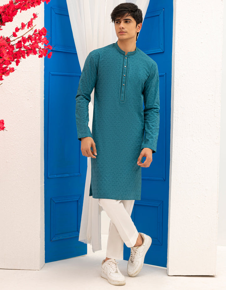 Cotton Green Kurta - J. Junaid Jamshed