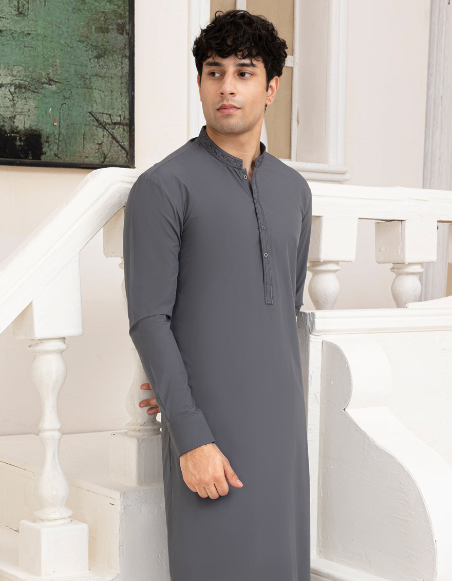 Blended Grey Shalwar Kameez - J. Junaid Jamshed