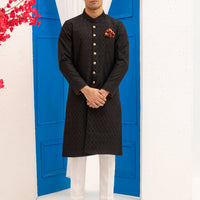Polyester Black Special Kurta - J. Junaid Jamshed