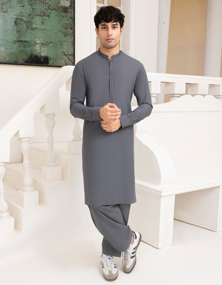 Blended Grey Shalwar Kameez - J. Junaid Jamshed