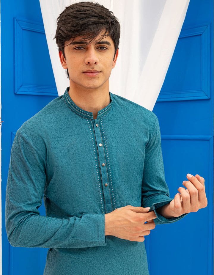 Cotton Green Kurta - J. Junaid Jamshed