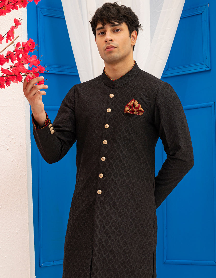 Polyester Black Special Kurta - J. Junaid Jamshed