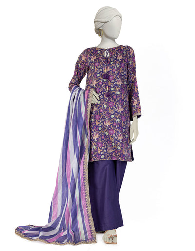 Lawn Purple Stitched Suit - J. Junaid Jamshed