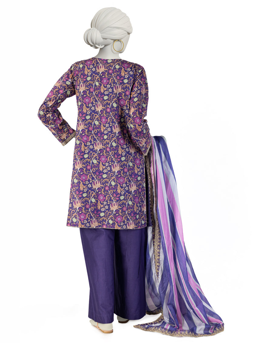 Lawn Purple Stitched Suit - J. Junaid Jamshed