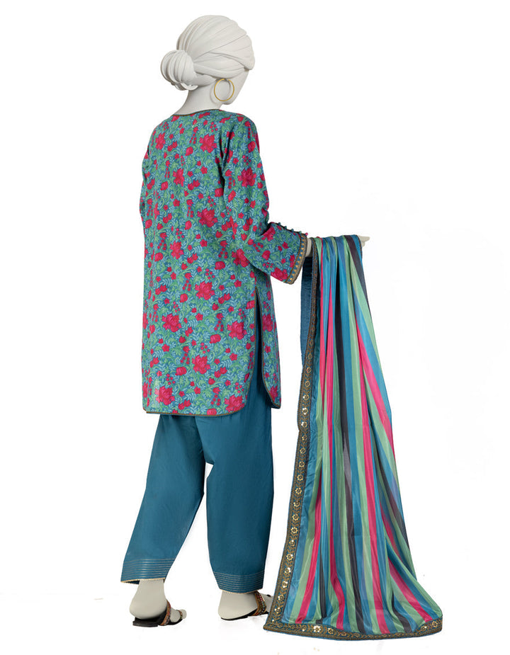 Lawn Green Stitched Suit - J. Junaid Jamshed