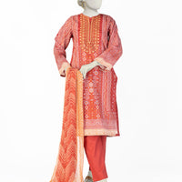 Lawn Maroon Stitched Suit - J. Junaid Jamshed