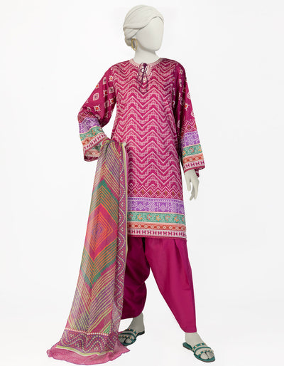 Lawn Purple Stitched Suit - J. Junaid Jamshed