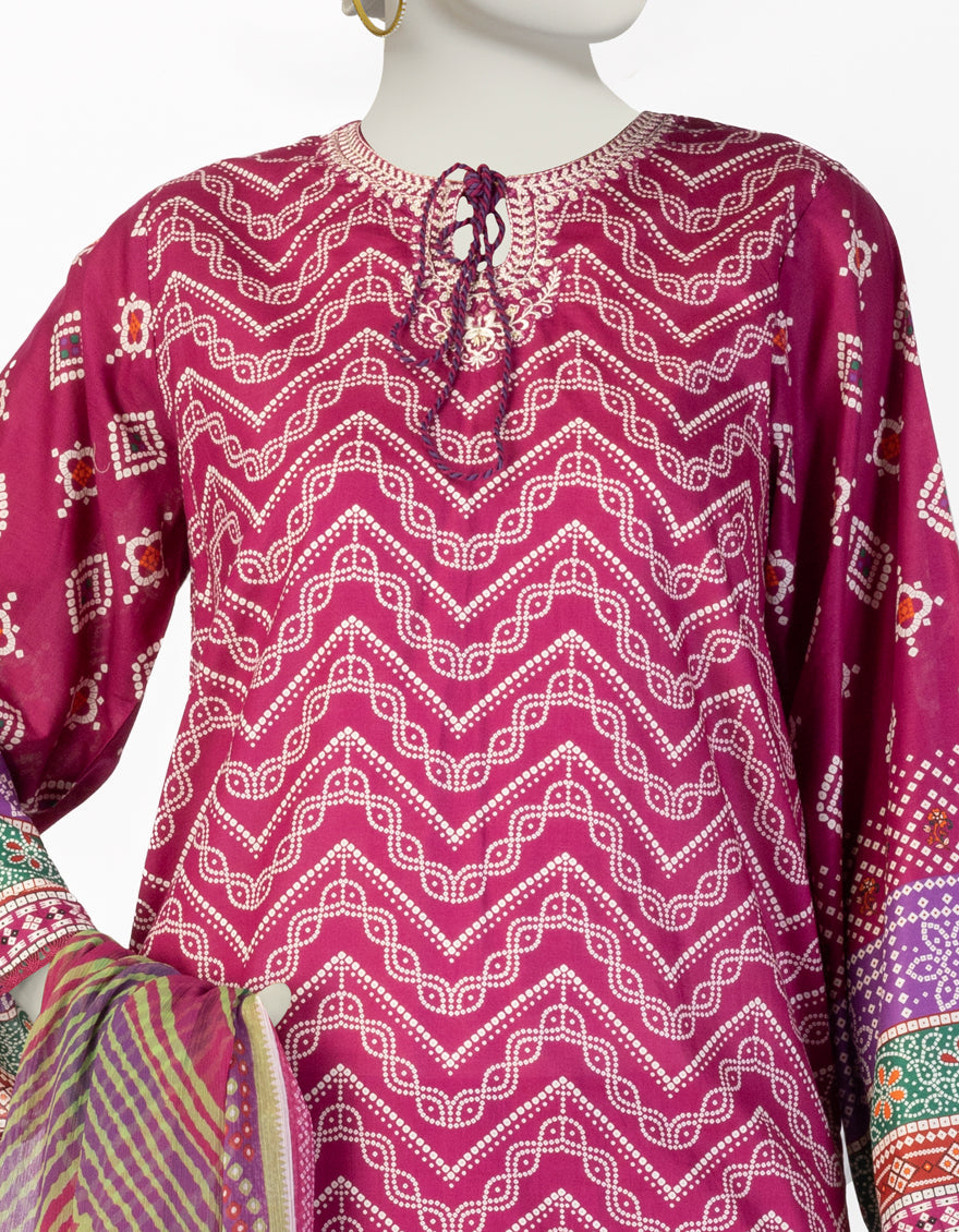 Lawn Purple Stitched Suit - J. Junaid Jamshed