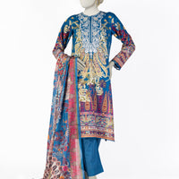 Lawn Blue Stitched Suit - J. Junaid Jamshed
