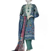 Lawn Green Stitched Suit - J. Junaid Jamshed