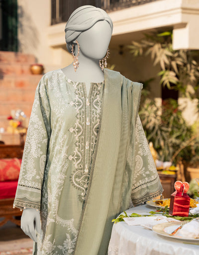 Cotton Silk Green Stitched Suit - J. Junaid Jamshed