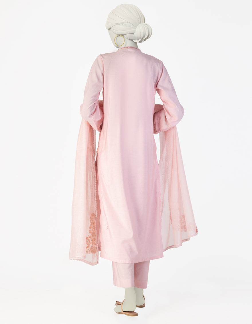 Cotton Silk Pink Stitched Suit - J. Junaid Jamshed