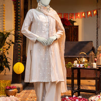Lawn White Stitched Suit - J. Junaid Jamshed
