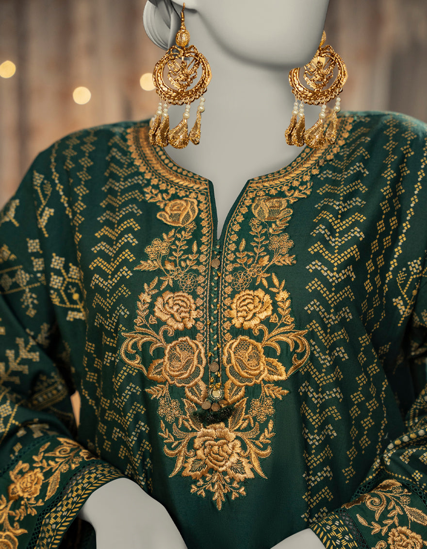 Lawn Green Stitched Suit - J. Junaid Jamshed