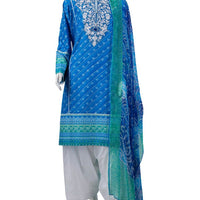 Lawn Blue Stitched Suit - J. Junaid Jamshed
