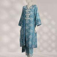 Jacquard Blue Stitched Suit - J. Junaid Jamshed