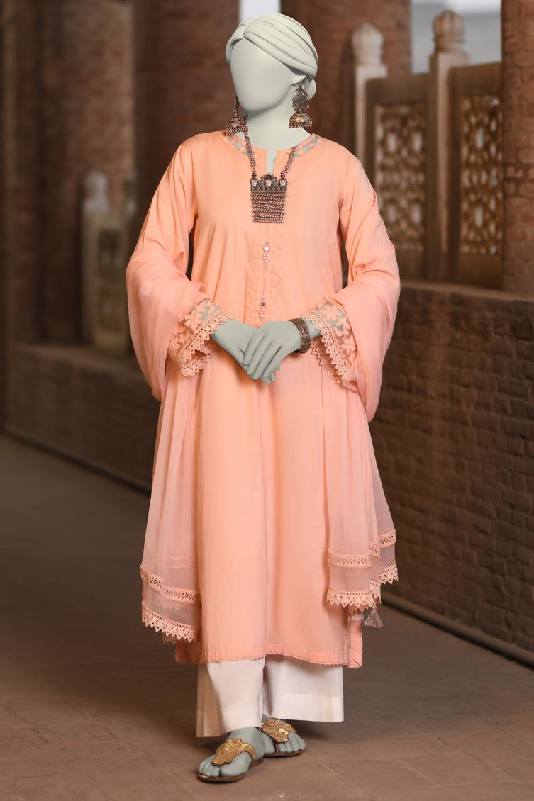 Dobby Orange Stitched Suit - J. Junaid Jamshed