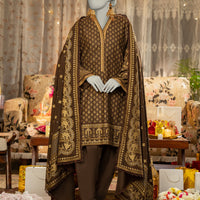 Lawn Brown Stitched Suit - J. Junaid Jamshed