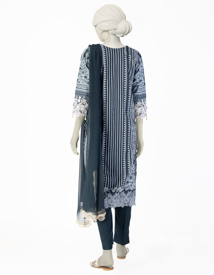 Cotton Silk Blue Stitched Suit - J. Junaid Jamshed