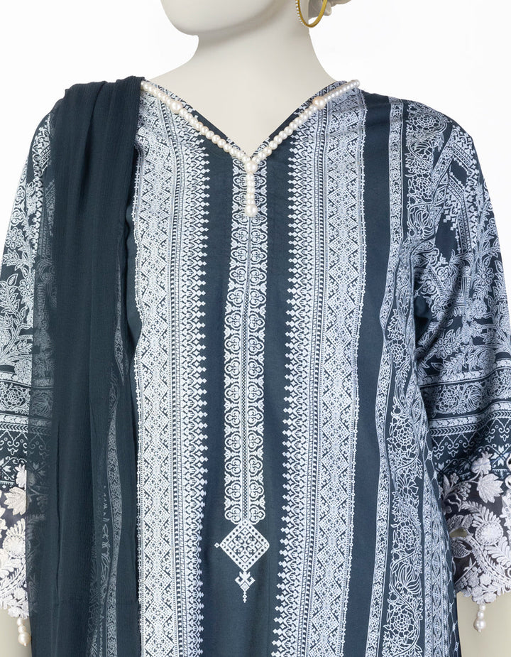 Cotton Silk Blue Stitched Suit - J. Junaid Jamshed
