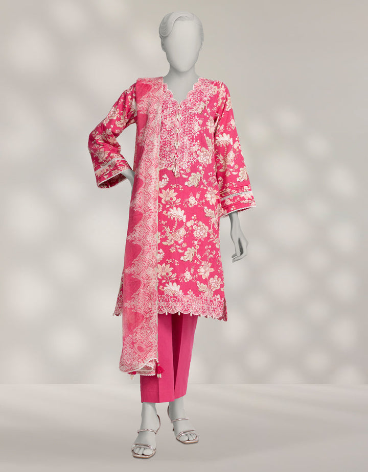 Karandi Pink Stitched Suit - J. Junaid Jamshed