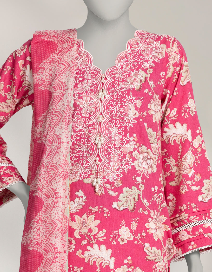 Karandi Pink Stitched Suit - J. Junaid Jamshed