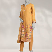 Cambric Brown Stitched Suit - J. Junaid Jamshed