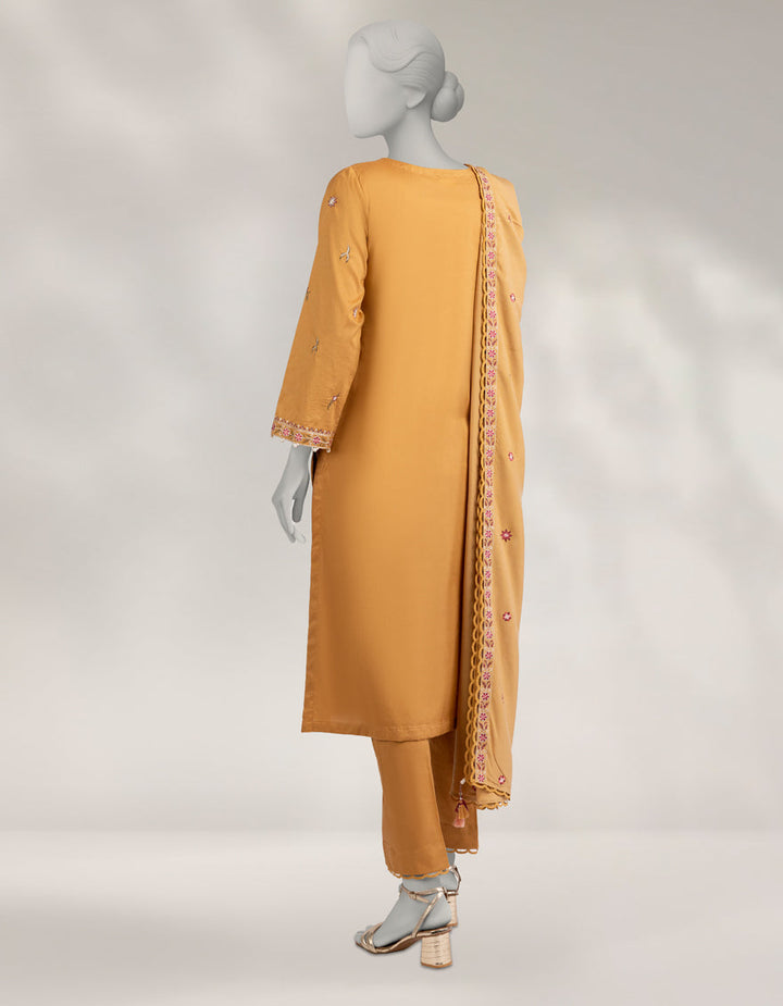 Cambric Brown Stitched Suit - J. Junaid Jamshed