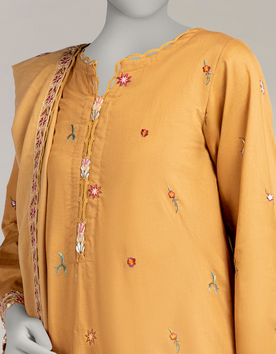 Cambric Brown Stitched Suit - J. Junaid Jamshed