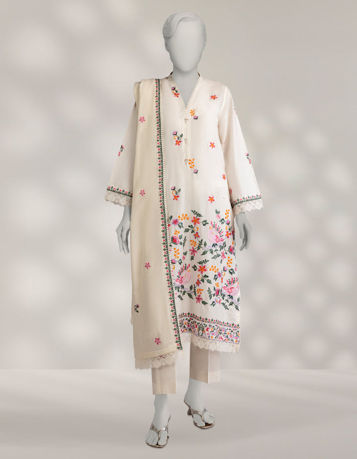 Cambric Off White Unstitched Suit - J. Junaid Jamshed