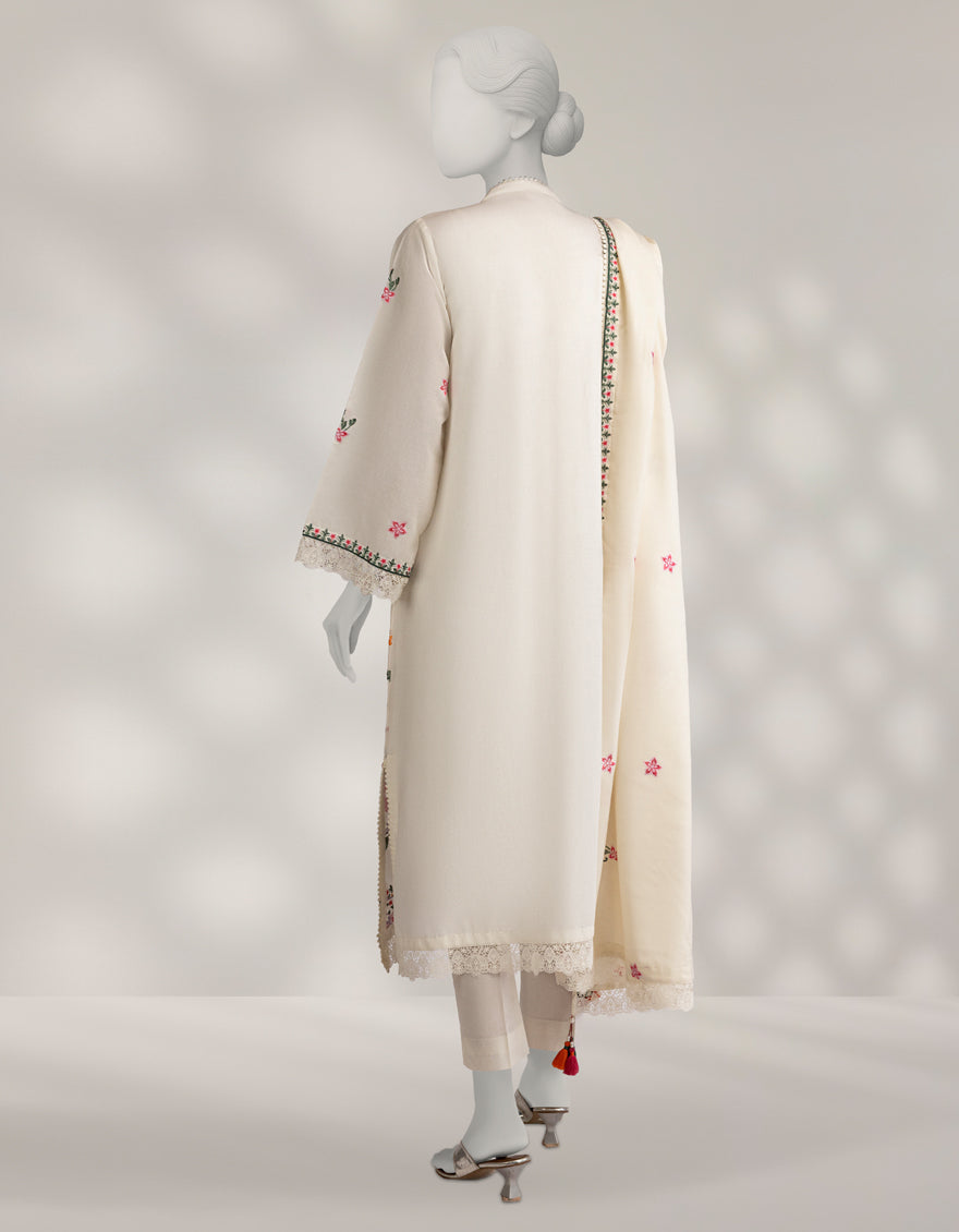 Cambric Off White Unstitched Suit - J. Junaid Jamshed