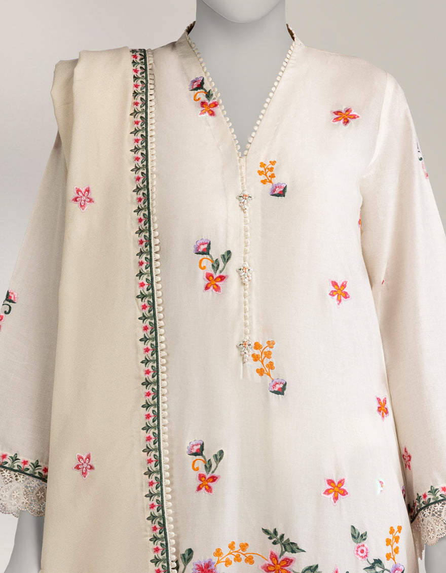 Cambric Off White Stitched Suit - J. Junaid Jamshed