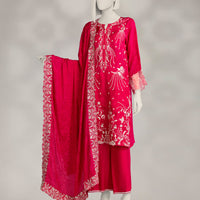 Raw Silk Pink Unstitched Suit - J. Junaid Jamshed