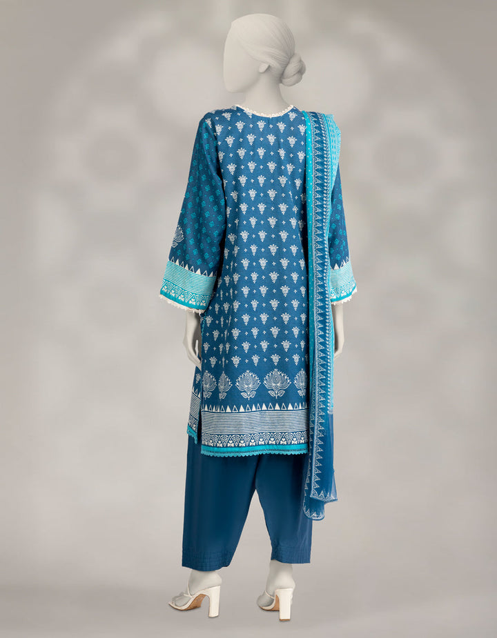 Khaddar Slub Blue Stitched Suit - J. Junaid Jamshed