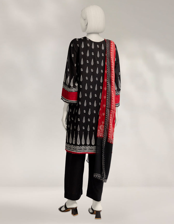 Khaddar Slub Black Stitched Suit - J. Junaid Jamshed