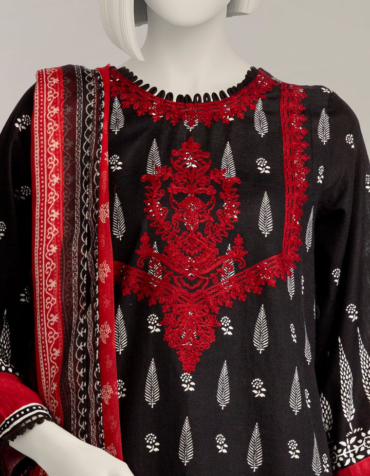 Khaddar Slub Black Stitched Suit - J. Junaid Jamshed