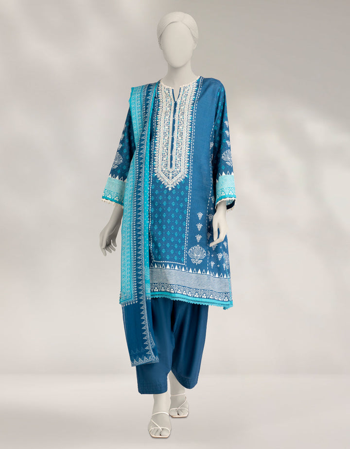 Cambric Blue Stitched Suit - J. Junaid Jamshed