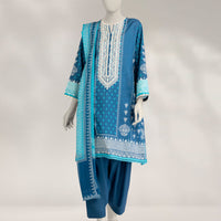 Cambric Blue Stitched Suit - J. Junaid Jamshed