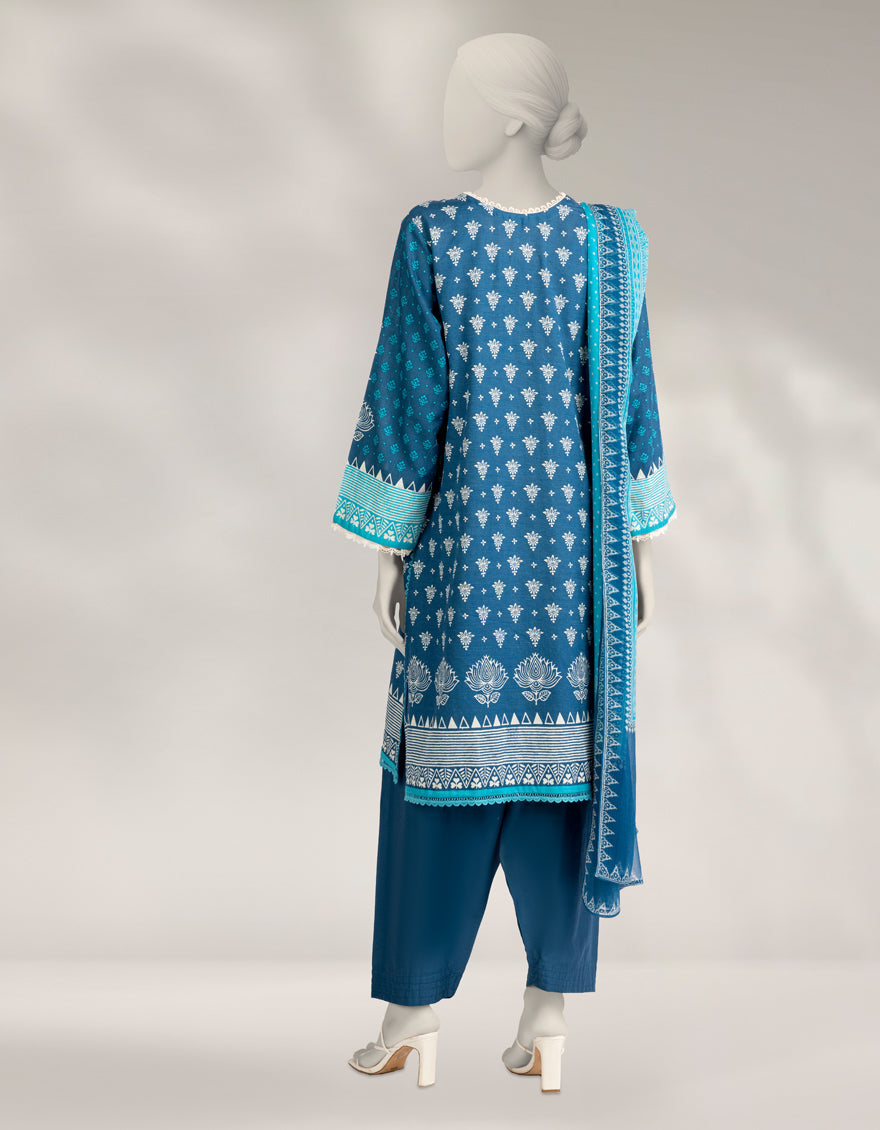 Cambric Blue Stitched Suit - J. Junaid Jamshed
