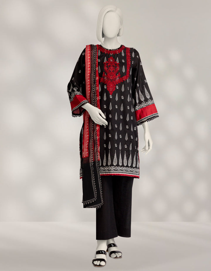 Cambric Black Stitched Suit - J. Junaid Jamshed